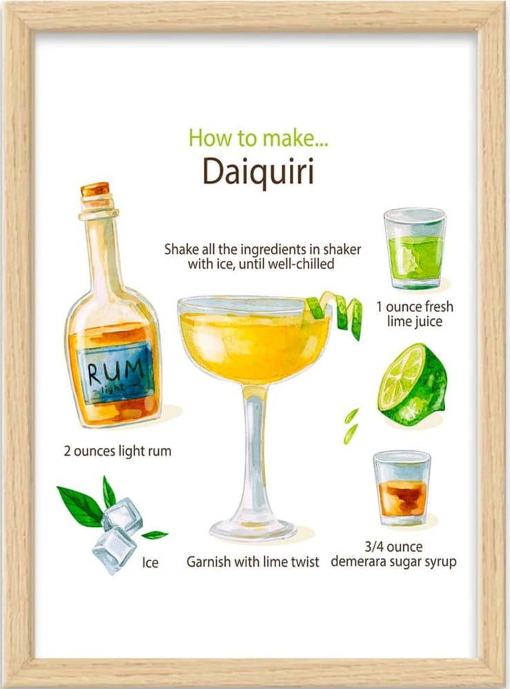 Plakát v rámu 40x55 cm Daiquiri – Wallity Wallity