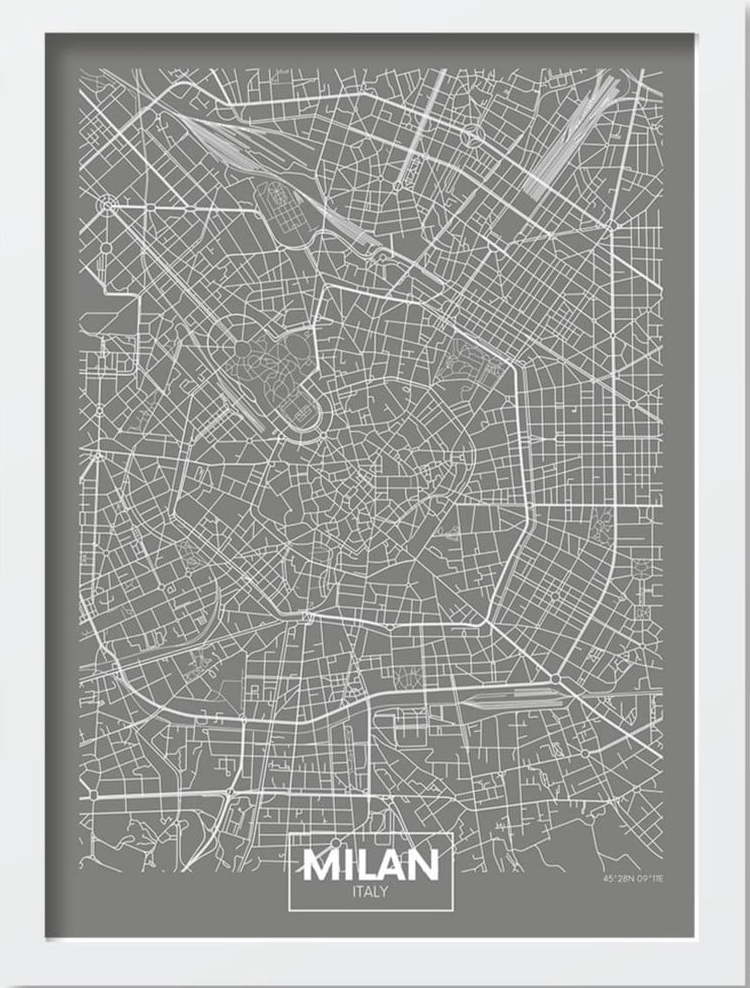 Plakát v rámu 40x55 cm Milan – Wallity Wallity