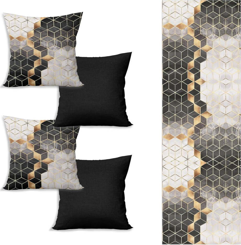 Set běhounu na stůl a 4 povlaků na polštáře Optic - Minimalist Cushion Covers Minimalist Cushion Covers