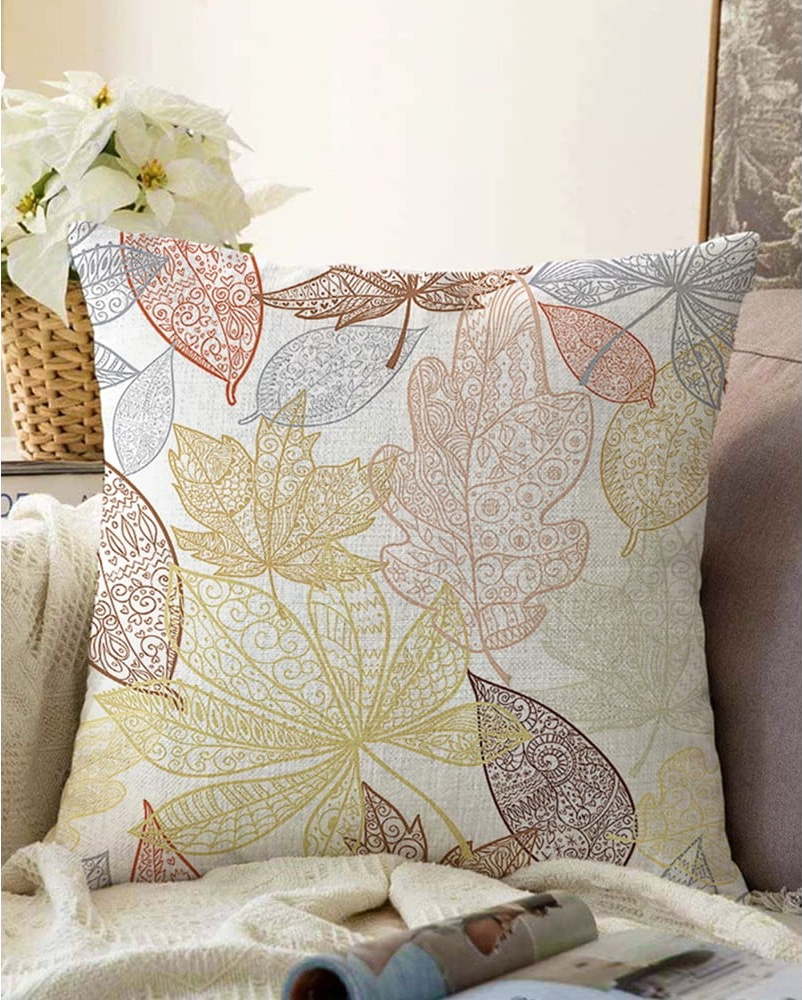 Povlak na polštář s příměsí bavlny Minimalist Cushion Covers Oriental Leaves