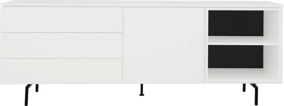 Bílá nízká komoda 210x76 cm Plain – Tenzo Tenzo