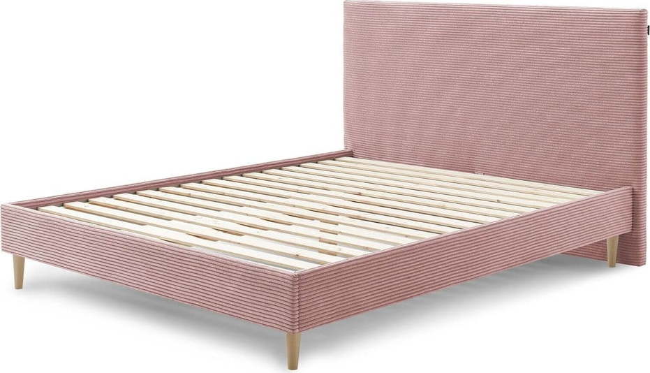 Růžová čalouněná dvoulůžková postel s roštem 160x200 cm Anja – Bobochic Paris Bobochic Paris