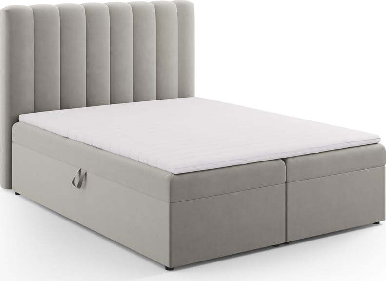 Šedá boxspring postel s úložným prostorem 160x200 cm Gina – Milo Casa Milo Casa