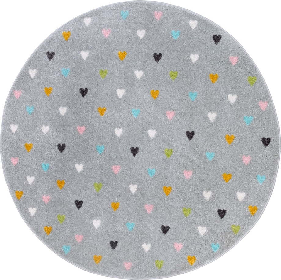 Šedý dětský koberec ø 100 cm Little Hearts – Hanse Home Hanse Home