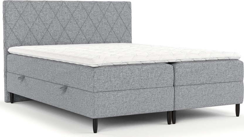 Šedá boxspring postel s úložným prostorem 140x200 cm Gwen – Maison de Rêve Maison de Reve