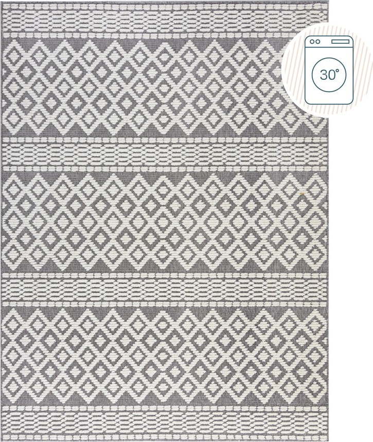 Šedý pratelný koberec z žinylky 160x240 cm Jhansi – Flair Rugs Flair Rugs