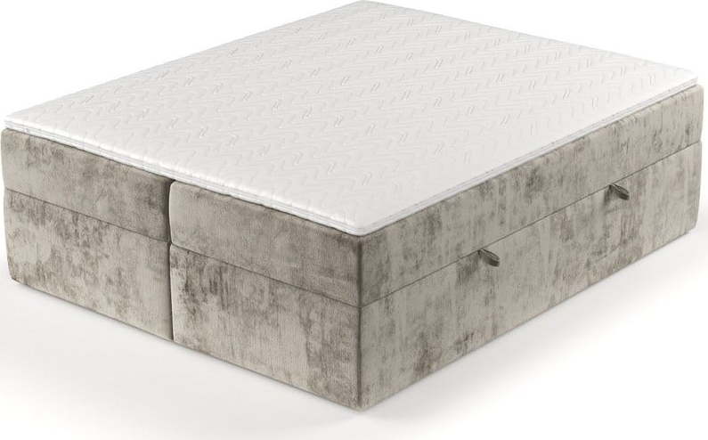 Světle hnědá boxspring postel s úložným prostorem 200x200 cm Yoko – Maison de Rêve Maison de Reve