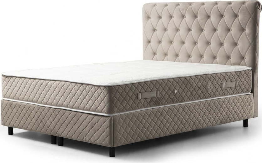 Béžová boxspring postel s úložným prostorem 140x200 cm Sonata – Kalune Design Kalune Design