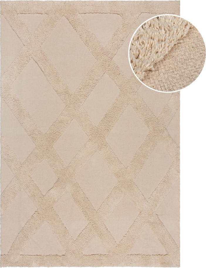 Béžový bavlněný koberec 80x150 cm Tessa Diamond – Flair Rugs Flair Rugs