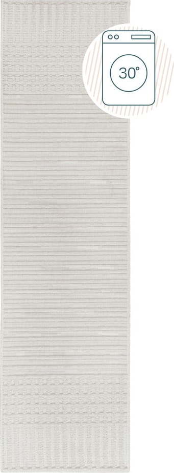 Bílý pratelný běhoun z žinylky 60x240 cm Elton – Flair Rugs Flair Rugs