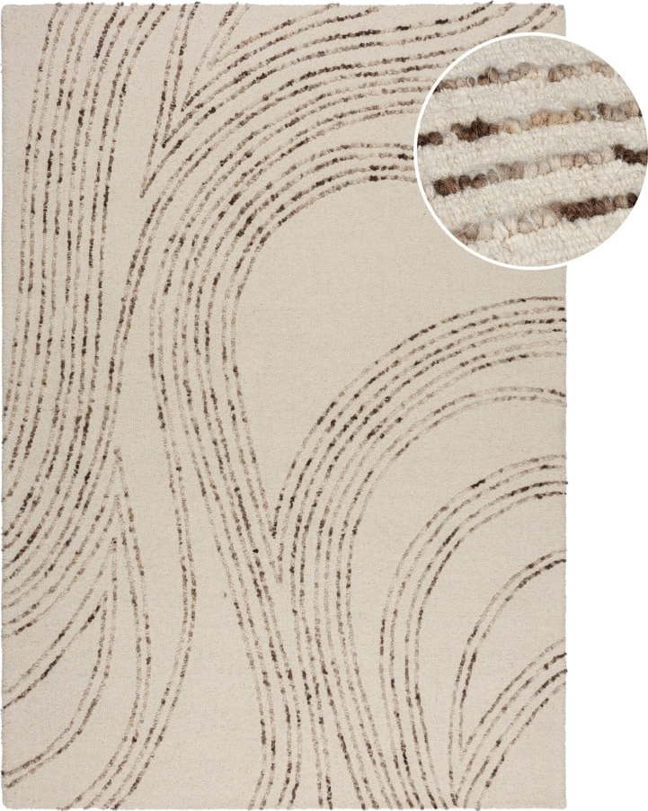 Hnědo-krémový vlněný koberec 80x150 cm Abstract Swirl – Flair Rugs Flair Rugs