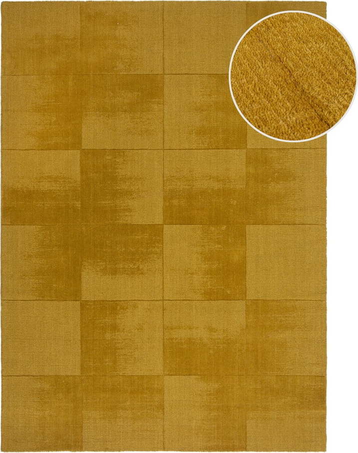 Okrově žlutý ručně tkaný vlněný koberec 160x230 cm Demi Check Ombre – Flair Rugs Flair Rugs