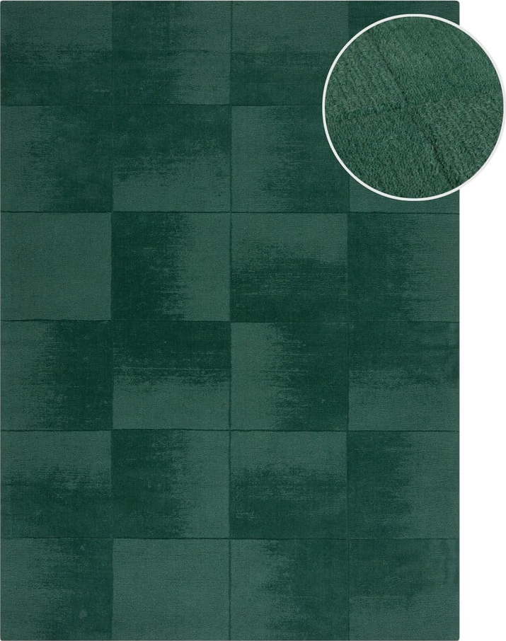 Ručně tkaný vlněný koberec v petrolejové barvě 120x170 cm Demi Check Ombre – Flair Rugs Flair Rugs