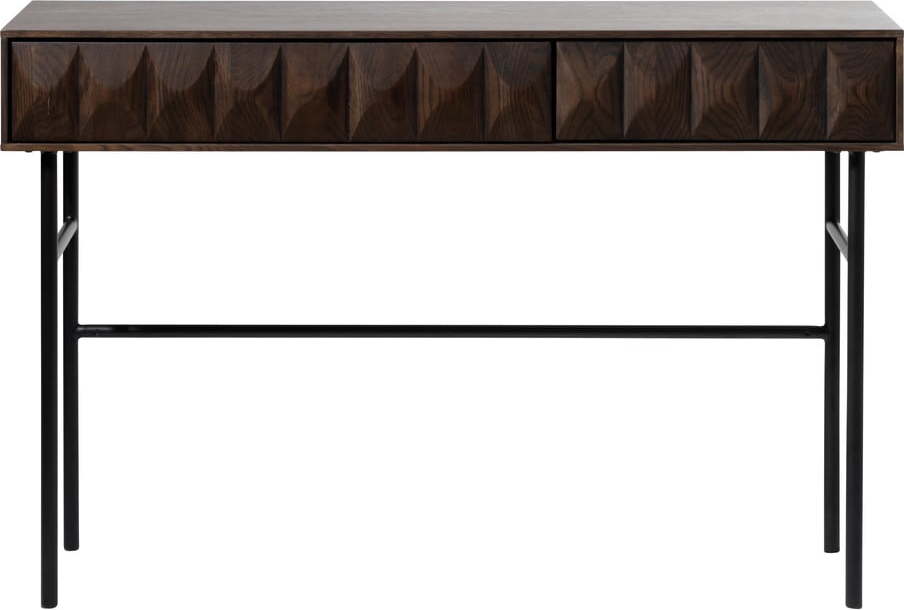 Tmavě hnědý konzolový stolek s deskou v dubovém dekoru 39x117 cm Latina – Unique Furniture Unique Furniture