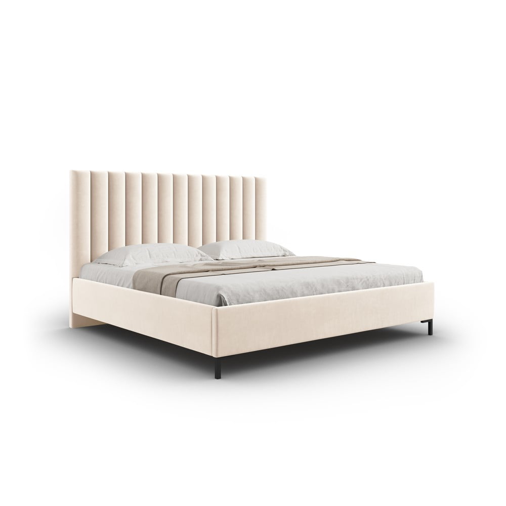 Béžová čalouněná dvoulůžková postel s úložným prostorem s roštem 180x200 cm Casey – Mazzini Beds Mazzini Beds