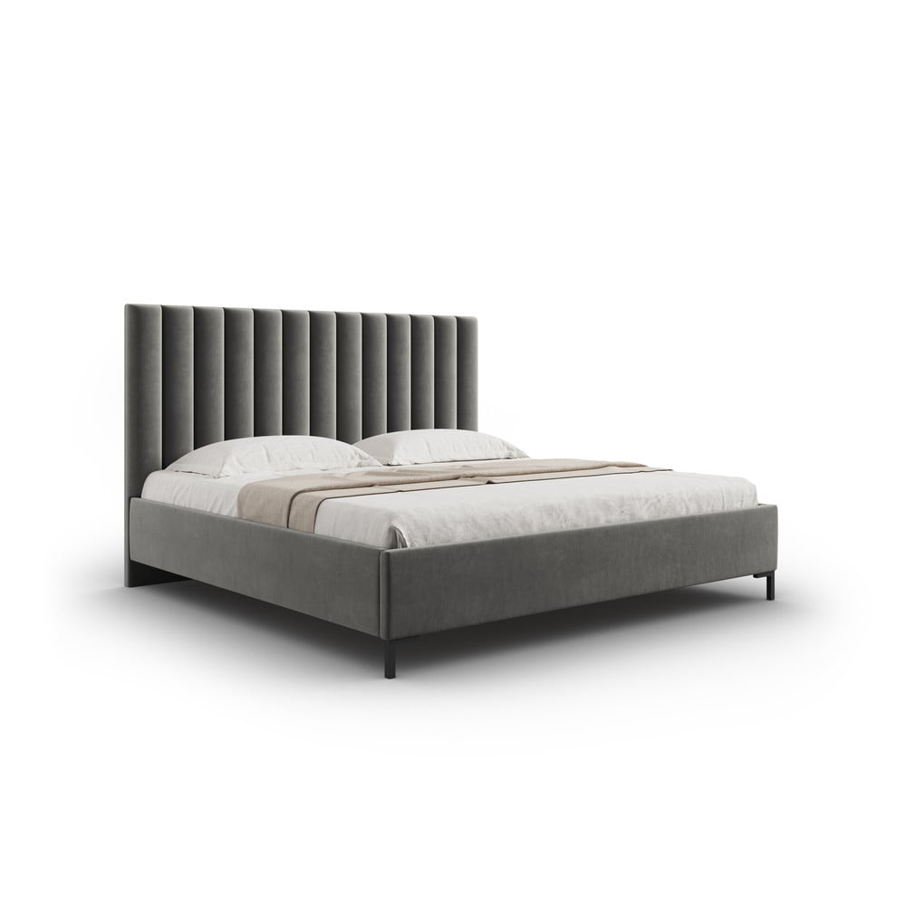 Šedá čalouněná dvoulůžková postel s úložným prostorem s roštem 200x200 cm Casey – Mazzini Beds Mazzini Beds