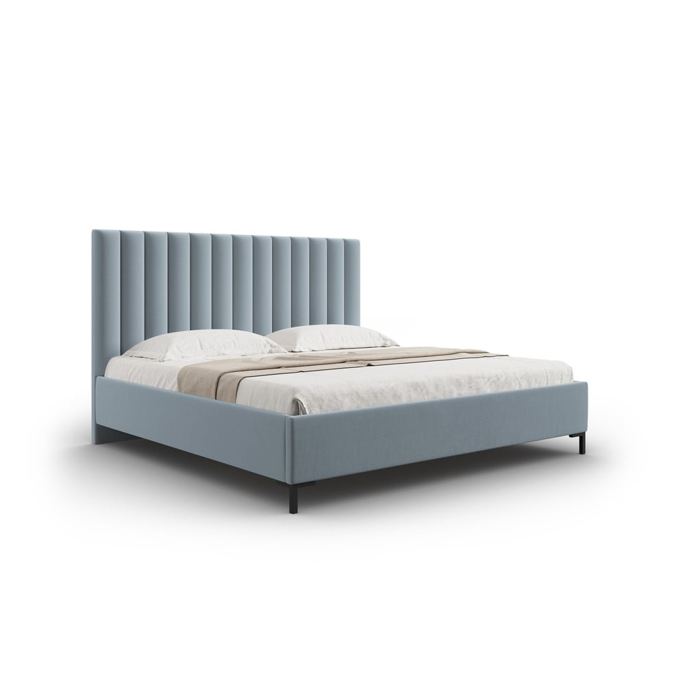 Světle modrá čalouněná dvoulůžková postel s úložným prostorem s roštem 140x200 cm Casey – Mazzini Beds Mazzini Beds