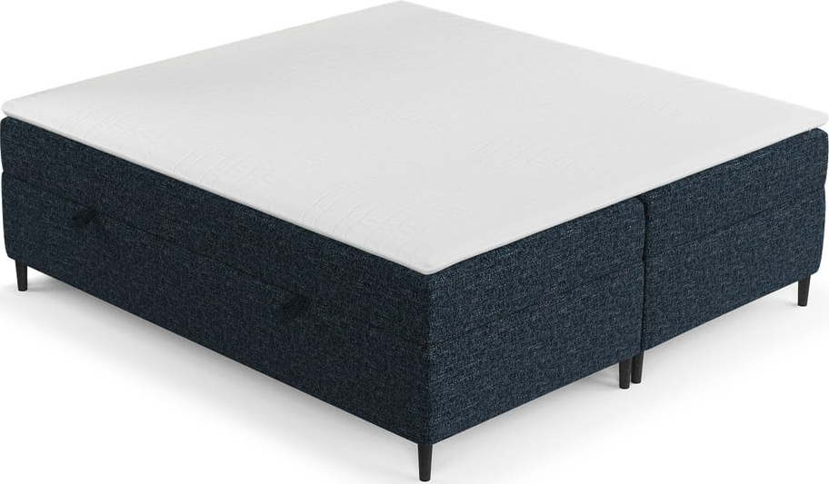 Tmavě modrá boxspring postel s úložným prostorem 200x200 cm Araya – Maison de Rêve Maison de Reve