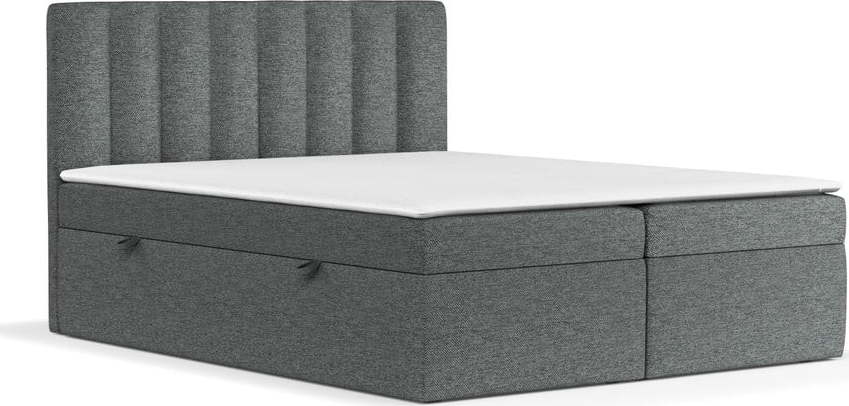 Tmavě šedá boxspring postel s úložným prostorem 140x200 cm Novento – Maison de Rêve Maison de Reve