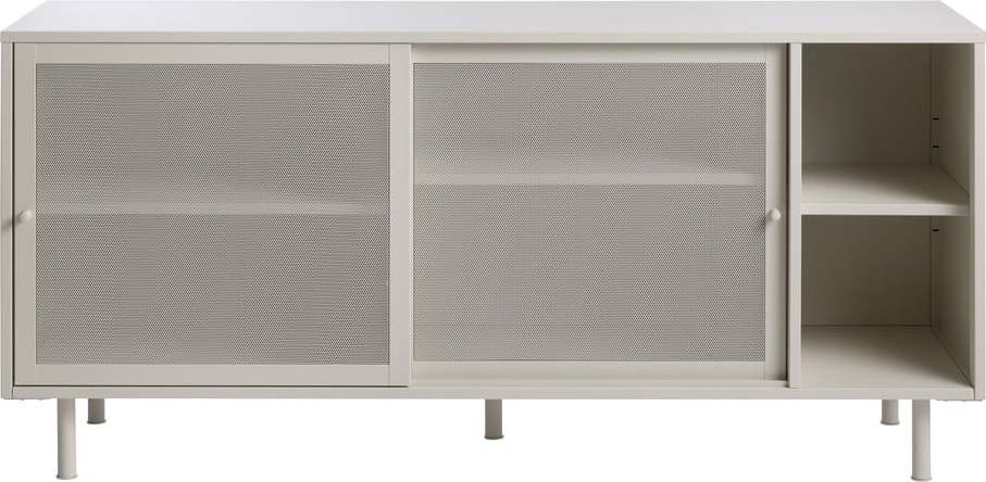 Bílá kovová nízká komoda s posuvnými dveřmi 160x75 cm Veep – Unique Furniture Unique Furniture