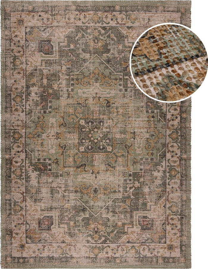 Khaki ručně tkaný koberec s příměsí juty 120x170 cm Selena Jute Traditional – Flair Rugs Flair Rugs