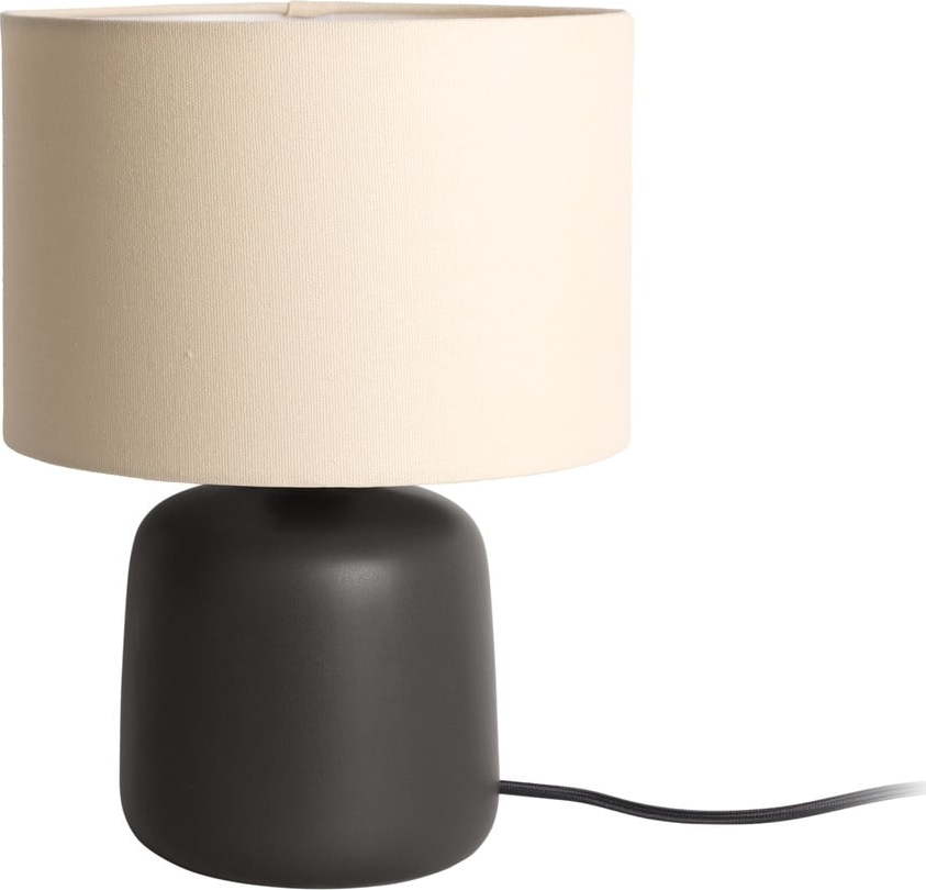 Matně černá stolní lampa s textilním stínidlem (výška 33 cm) Alma – Leitmotiv Leitmotiv