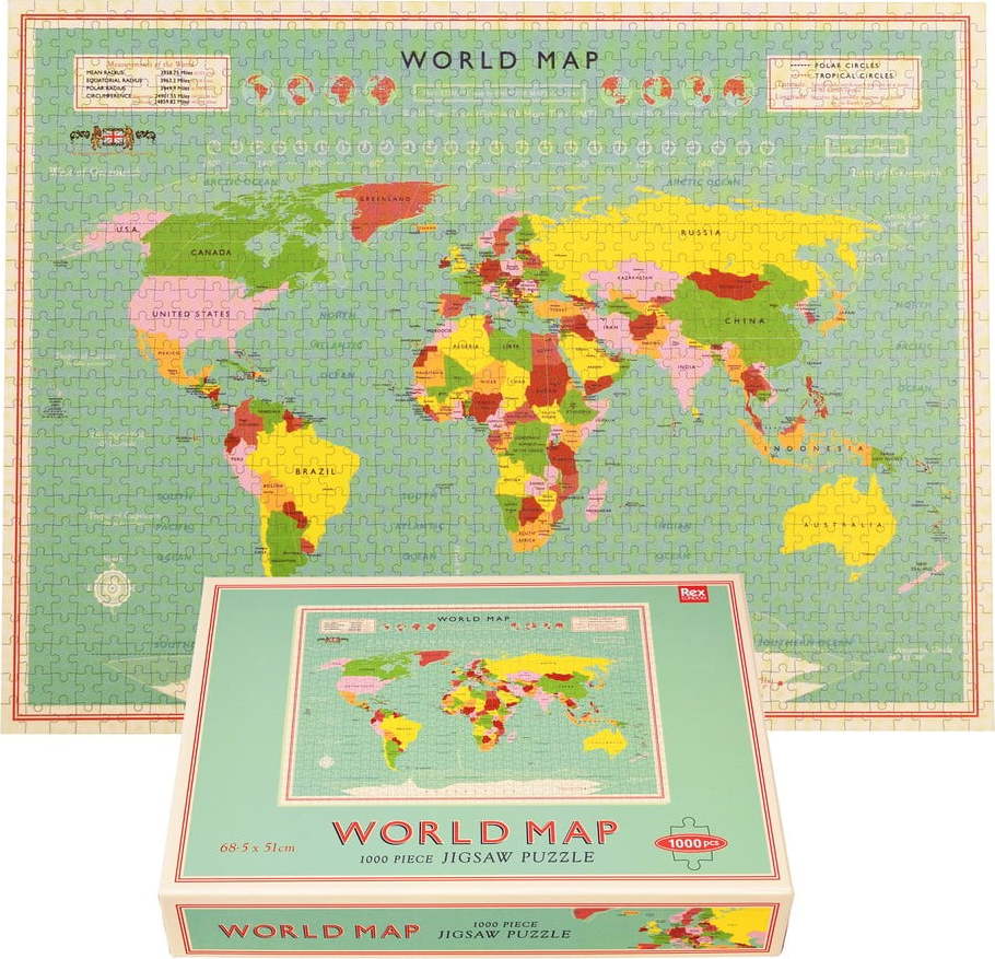 Puzzle (počet dílků 1000) World Map – Rex London Rex London