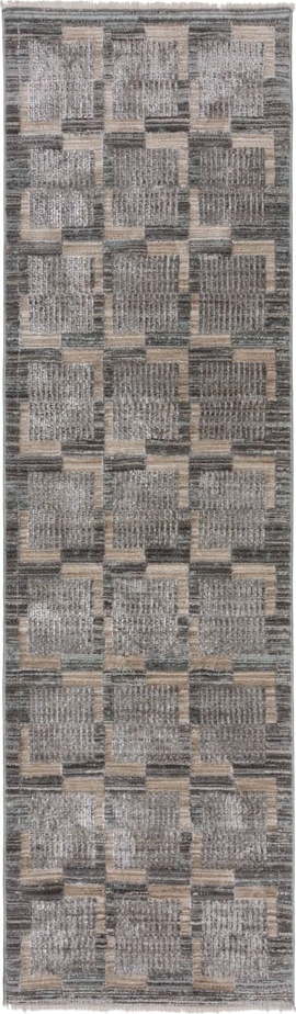 Šedo-béžový běhoun 66x300 cm Evelyn Blocks – Flair Rugs Flair Rugs