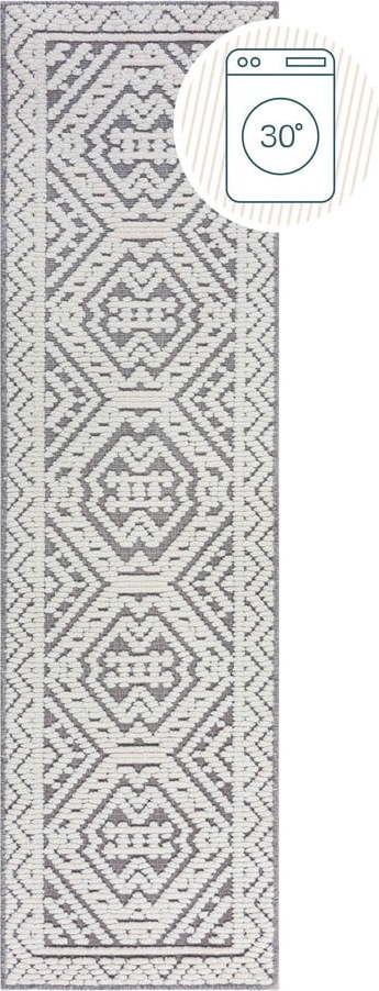 Šedý pratelný běhoun z žinylky 60x240 cm Jaipur – Flair Rugs Flair Rugs