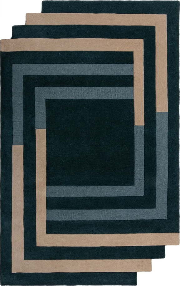 Tmavě zelený ručně tkaný vlněný koberec 200x290 cm Labyrinth Shaped – Flair Rugs Flair Rugs