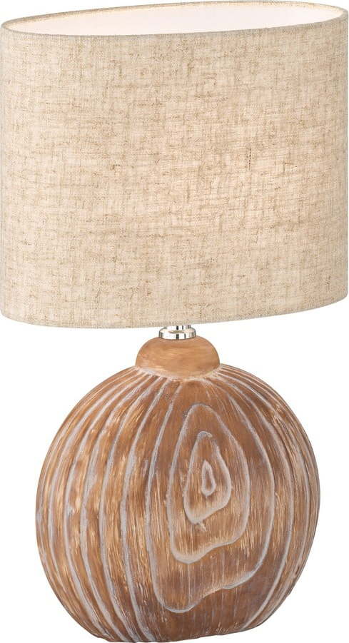 Hnědo-béžová keramická stolní lampa s textilním stínidlem (výška 39 cm) Tobse – Fischer & Honsel Fischer & Honsel