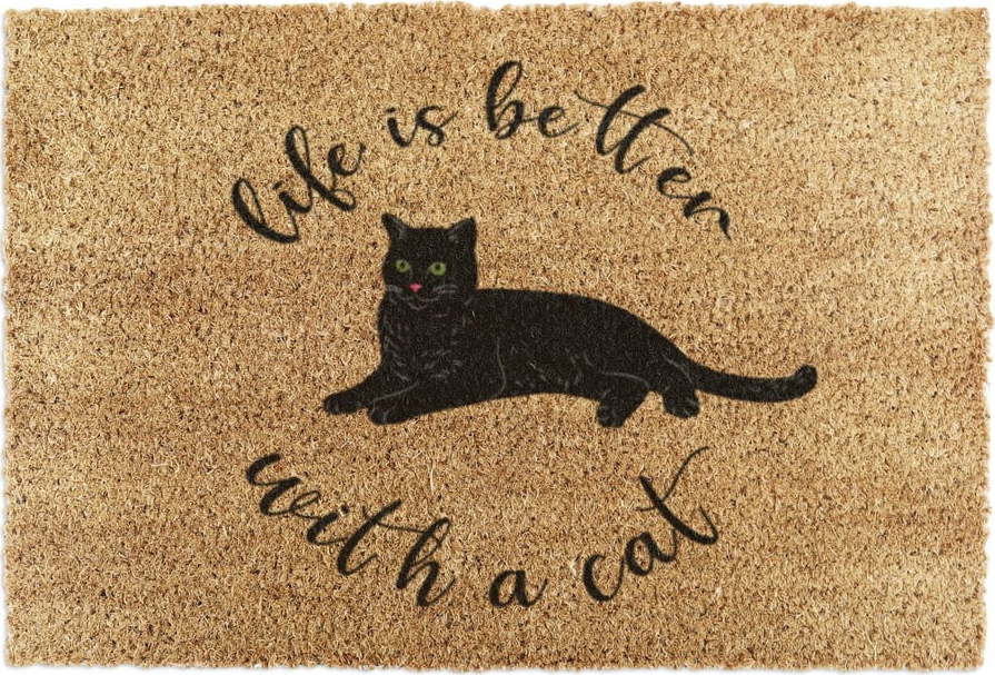 Rohožka z kokosového vlákna 60x90 cm Life Is Better With a Cat – Artsy Doormats Artsy Doormats