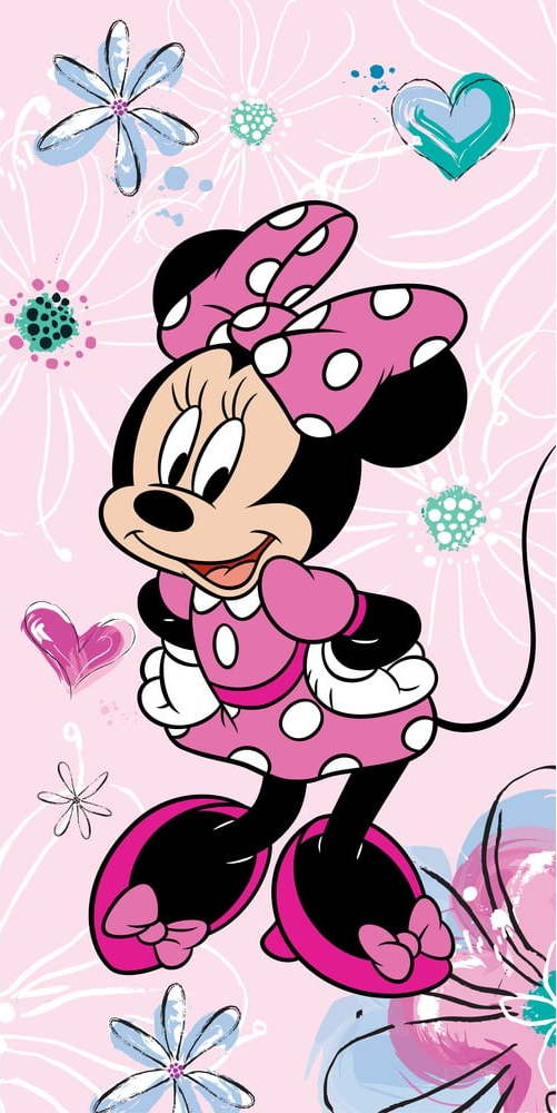 Růžová bavlněná dětská osuška 70x140 cm Minnie – Jerry Fabrics Jerry Fabrics