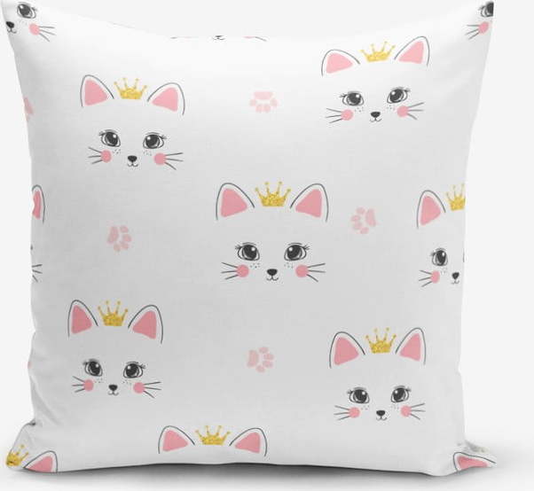 Dětský povlak na polštář 43x43 cm White Pink Cat – Mila Home Mila Home