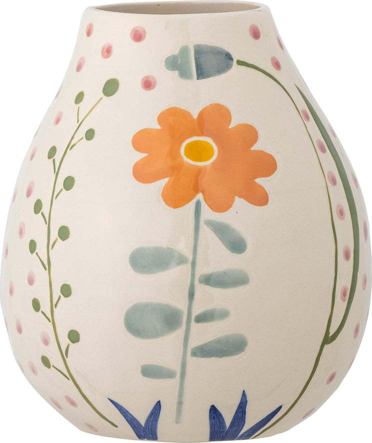 Krémová ručně malovaná váza z kameniny (výška 17 cm) Taza – Bloomingville Bloomingville & Bloomingville Mini