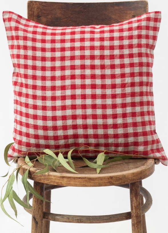 Lněný povlak na polštář 50x50 cm Red Gingham – Linen Tales Linen Tales