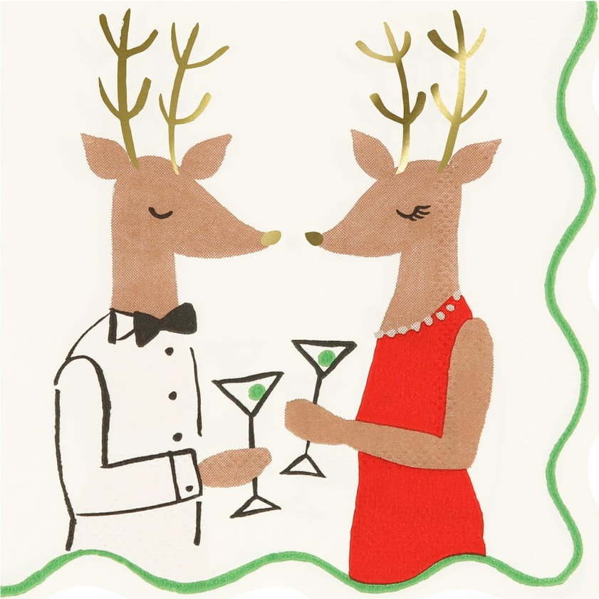 Papírové ubrousky v sadě 16 ks Mr. & Mrs. Reindeer – Meri Meri Meri Meri