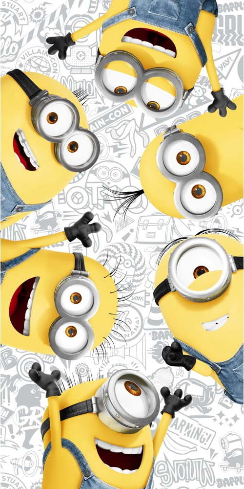 Žluto-bílá bavlněná dětská osuška 70x140 cm Minions 2 – Jerry Fabrics Jerry Fabrics