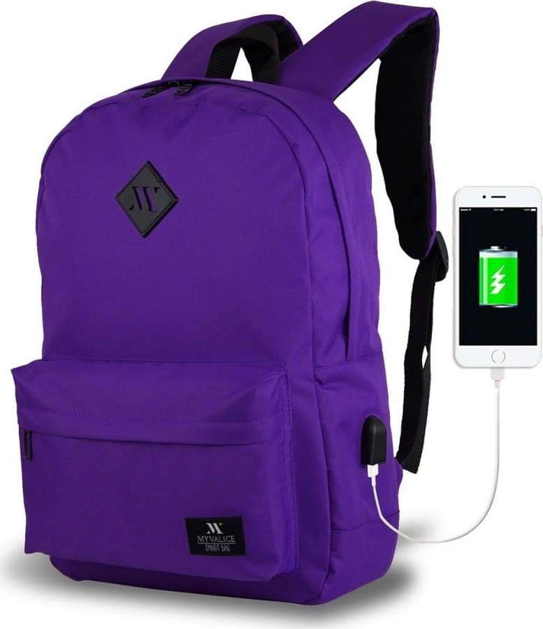 Fialový batoh s USB portem My Valice SPECTA Smart Bag Myvalice