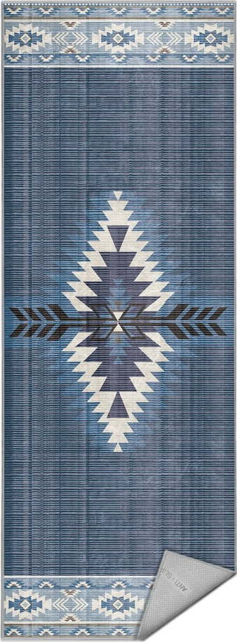 Modrý pratelný běhoun 80x200 cm Ethnic Geo – Mila Home Mila Home