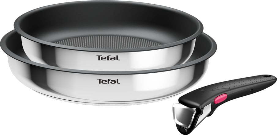 Nerezové pánve s nepřilnavým povrchem a odnímatelnou rukojetí v sadě 2 ks ø 26 cm INGENIO Cook Eat L8813S75 – Tefal Tefal