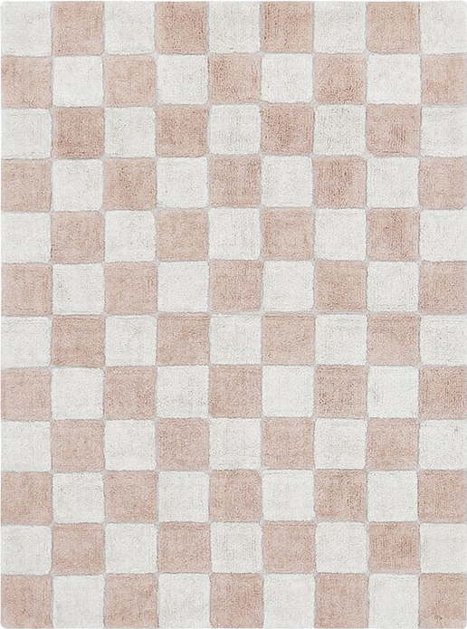 Světle růžovo-krémový pratelný ručně tkaný bavlněný koberec 120x160 cm Kitchen Tiles Rose – Lorena Canals Lorena Canals