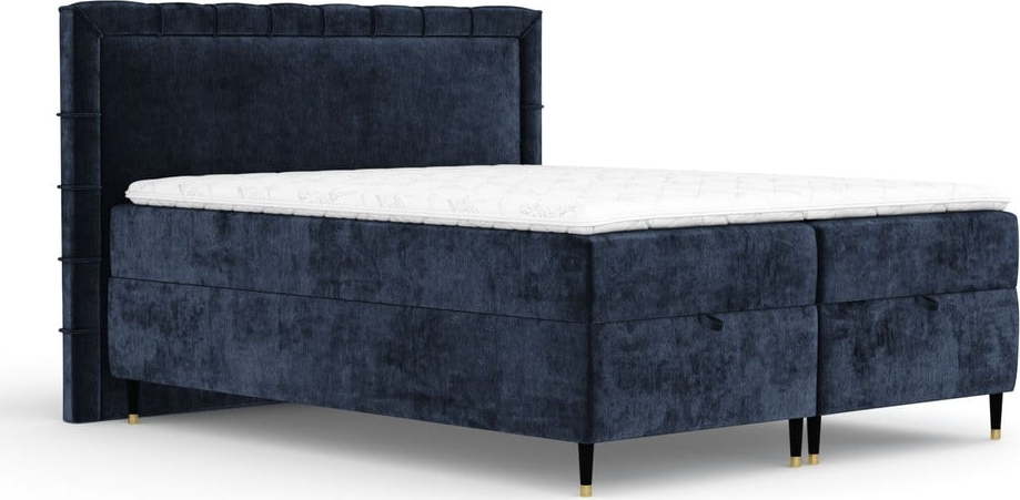 Tmavě modrá boxspring postel s úložným prostorem 180x200 cm Voyage – Maison de Rêve Maison de Reve